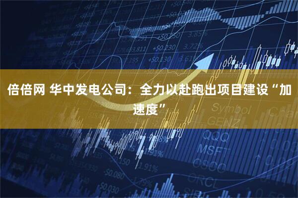 倍倍网 华中发电公司：全力以赴跑出项目建设“加速度”
